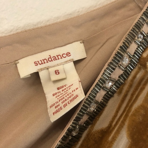 SUNDANCE Mustard Yellow Burnout Floral Dress Size 6 - Picture 8 of 15